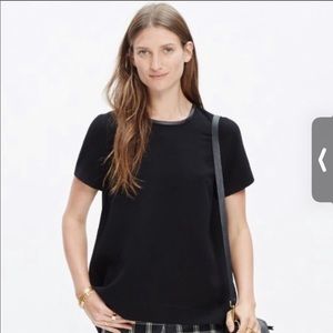 Madewell black trim leather top